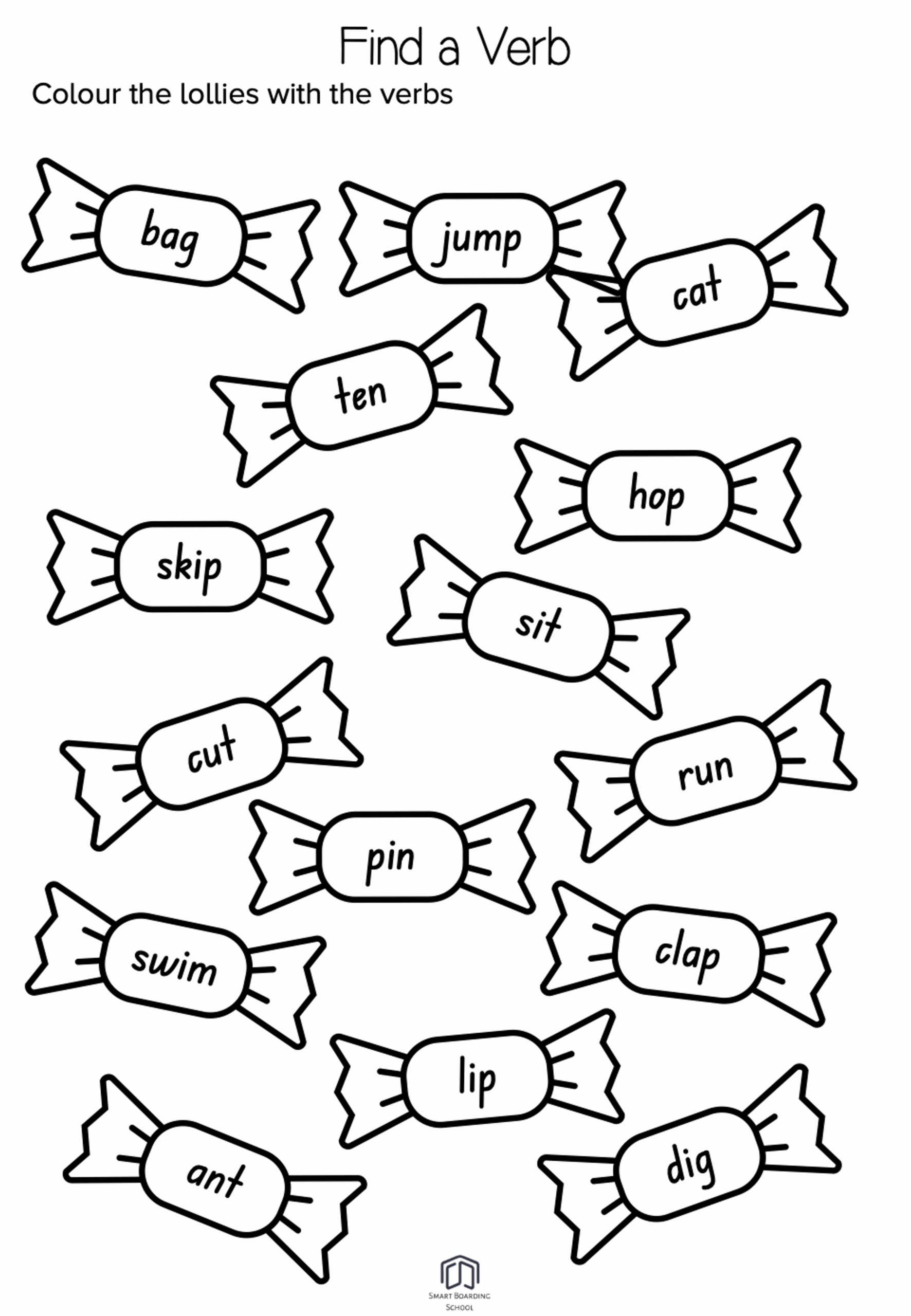 Printable Noun Verb Image Free Identify