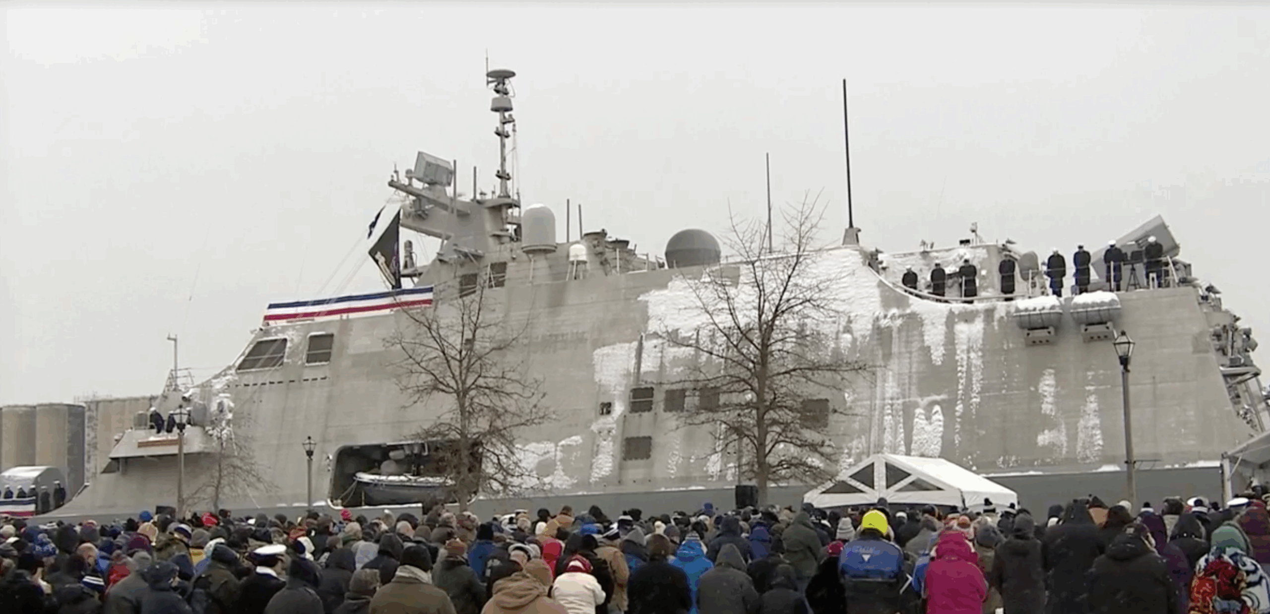 VIDEO Littoral Combat Ship USS Little Rock Commissioned In Wintry Weather USNI News
