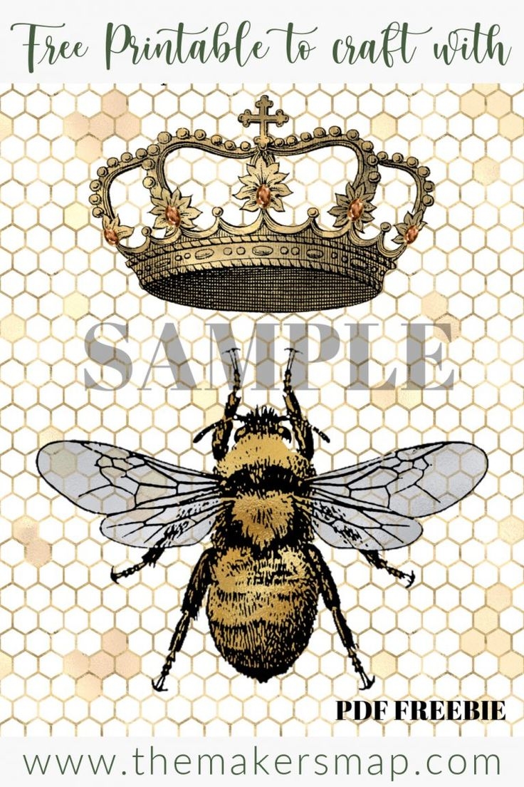 Vintage Bee And Crown Free Printable