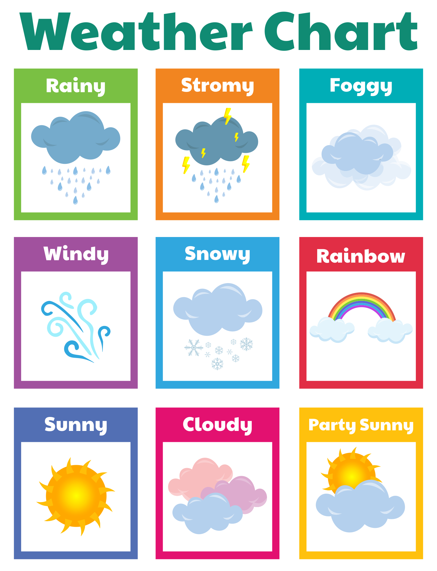 Printable Weather Images For Preschool Weather Chart
