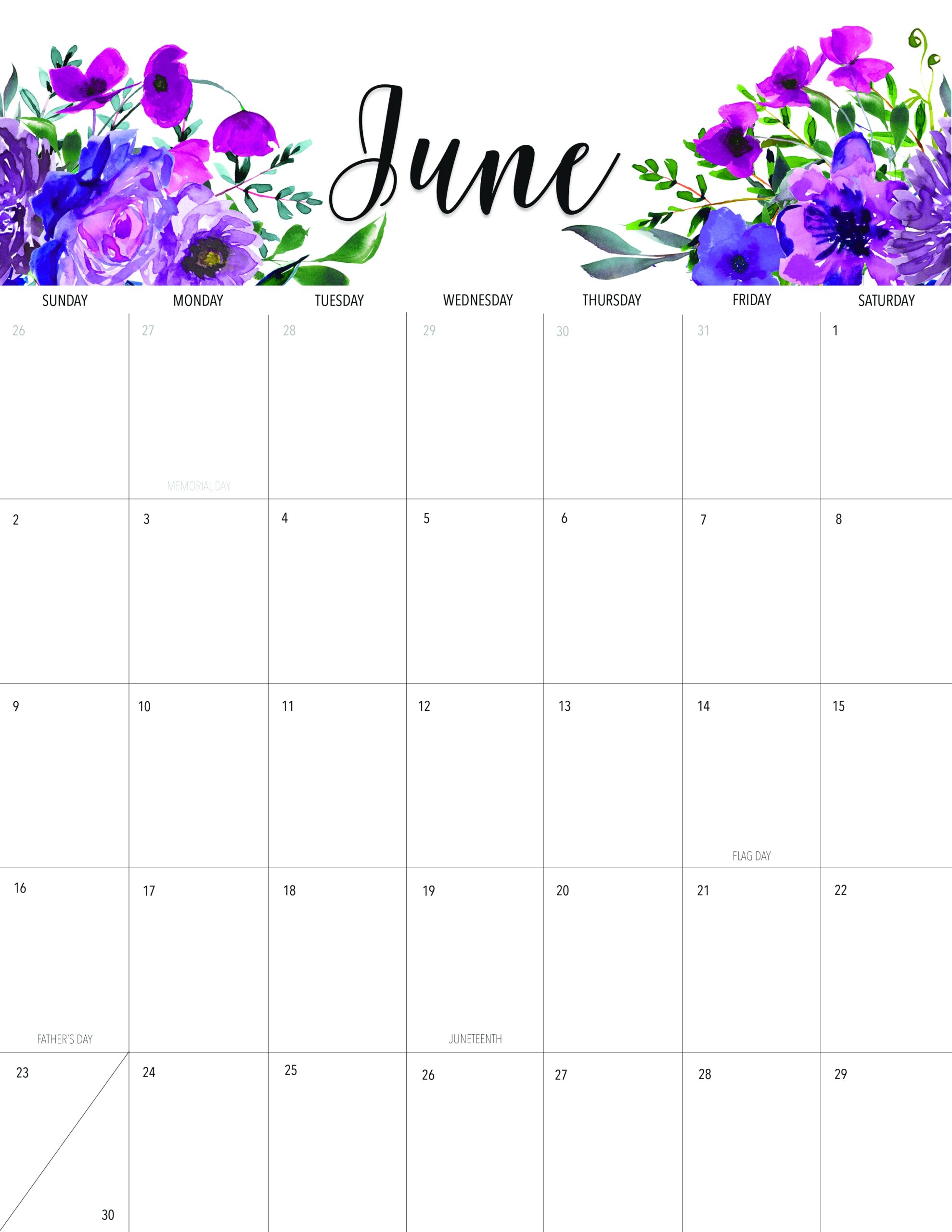 Free Printable For 2019 June Image