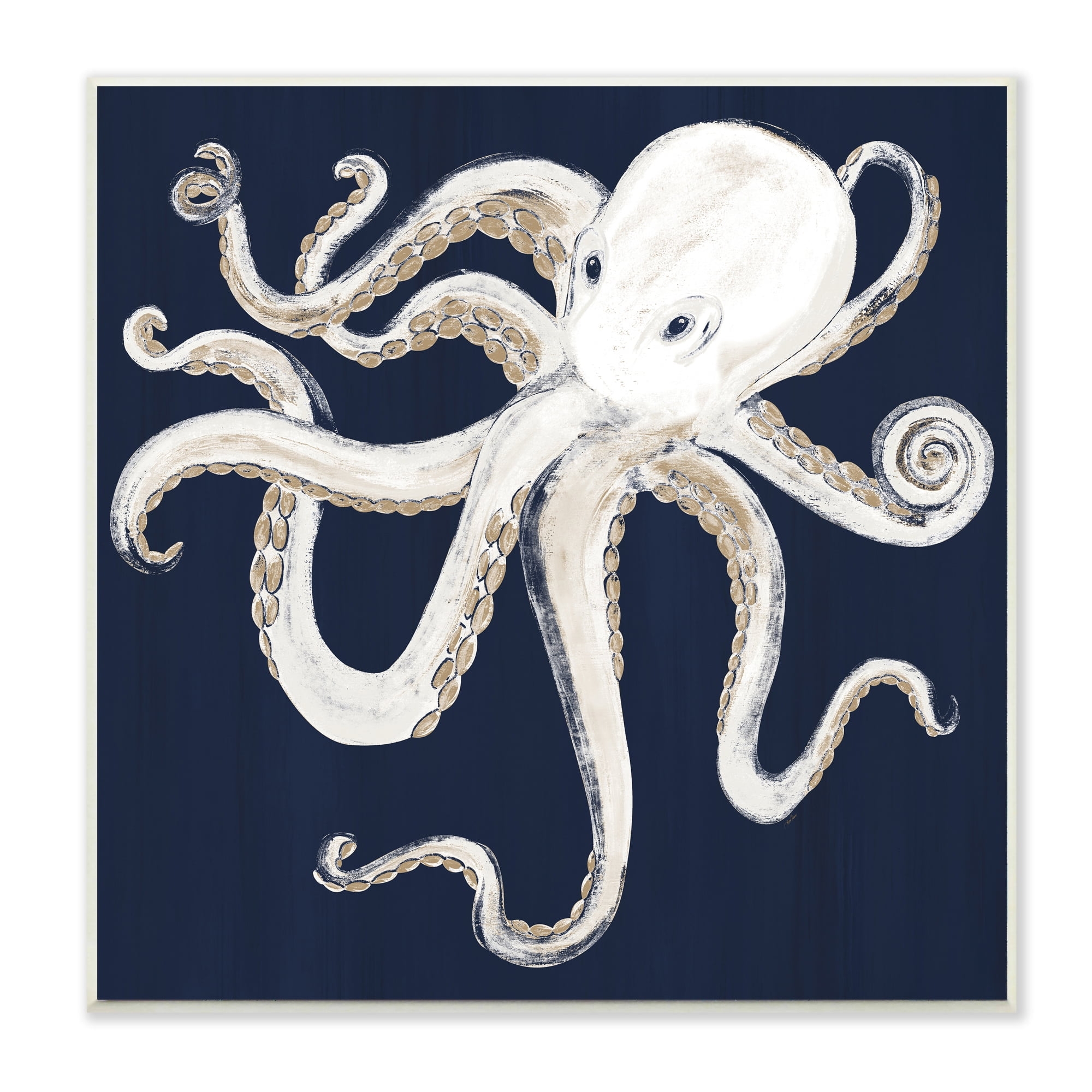 Whimsical Nautical Octopus Illustration Over Navy Blue 12 In X 12 In Framed Painting Art Print By Stupell Home D cor Walmart