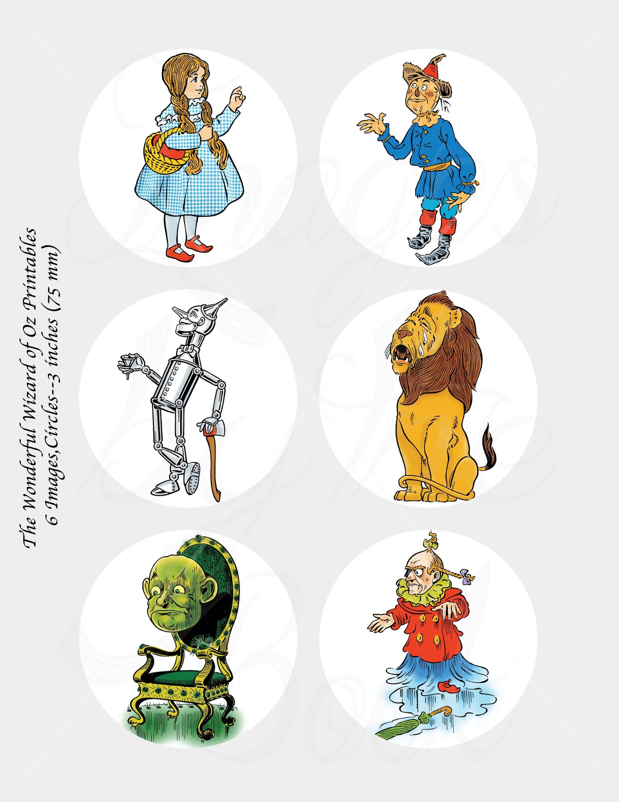 Wonderful Wizard Of Oz Round Images With 6 Sizes Included Download And Print Upon Purchase Etsy Australia
