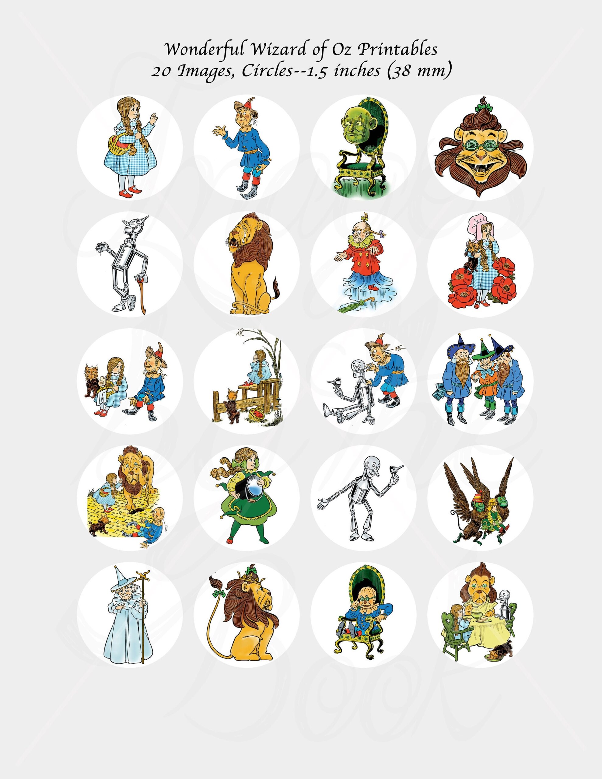 Wonderful Wizard Of Oz Round Images With 6 Sizes Included Download And Print Upon Purchase Etsy New Zealand